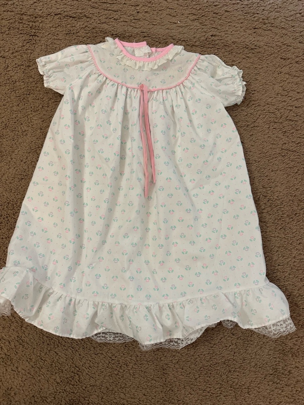 Vintage Alexis Baby 6month Nightgown Dress Floral Ruffle Lace
